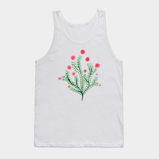 Spring Plant In Pink And Green Tank Top